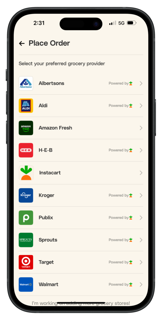 Order your groceries through Instacart