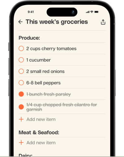 Get an instant grocery list