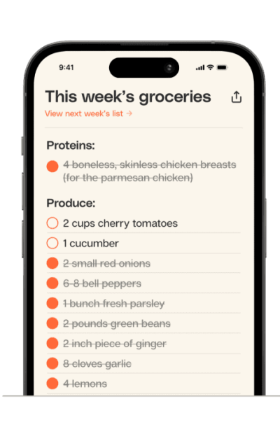 Easily cross off items in your digital grocery list.